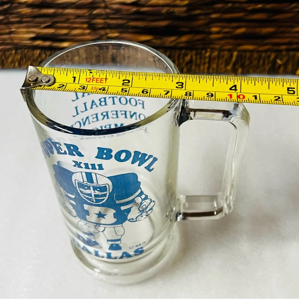 VINTAGE 1978 - 1979 Dallas Cowboys Super Bowl XIII NFC Champions Glass Beer Mug